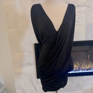 BCBG MINT Black Draping V Neck Bodycon Dress XS.